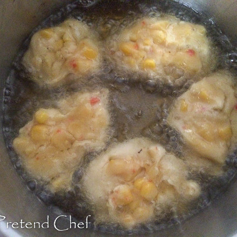 Sweetcorn balls deep frying