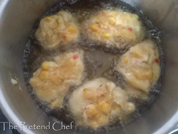 Sweetcorn balls deep frying