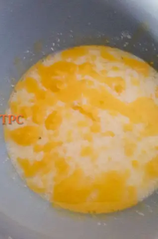 liquid ingredients mixed for buttermilk pancake