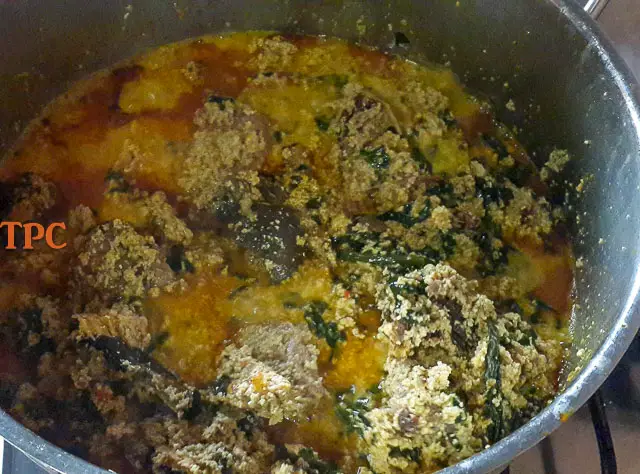  egusi soup bubbling in the pot