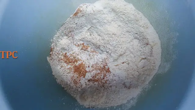 mix of dry ingredients for moist carrot cake