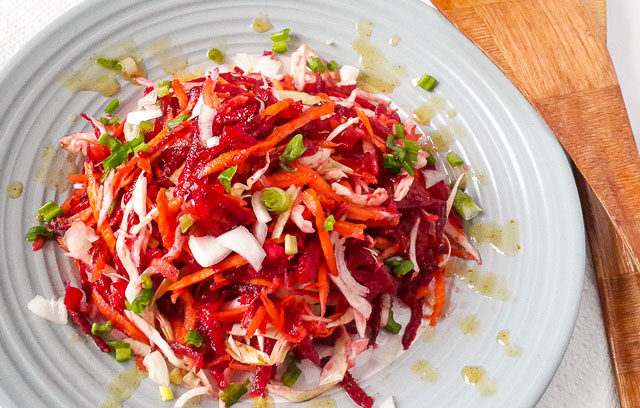 Pretty, sweet, crunchy, earthy, beetroot coleslaw