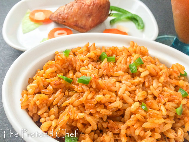 jollof rice, nigerian jollof rice, rice in a bowl