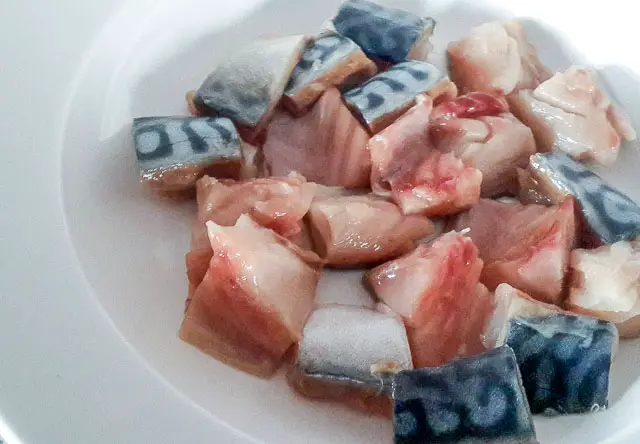 cubes of mackerel for mackerel pan frying for mackerel in tomato sauce