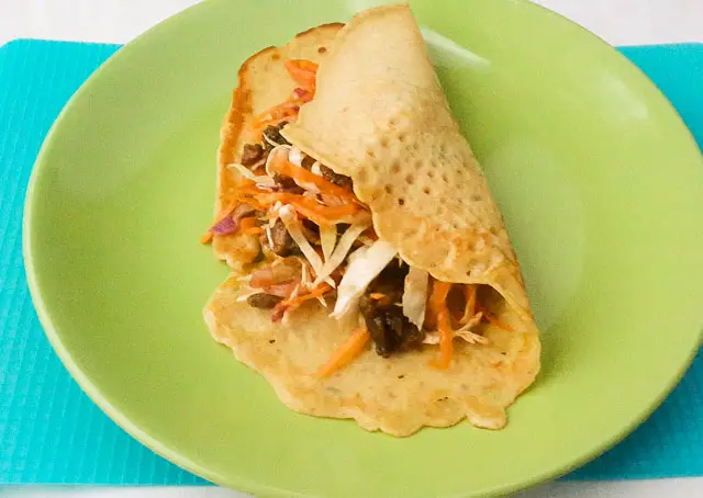 Soft, sweet and spicy diet-nigerian pancake filled with vegetables