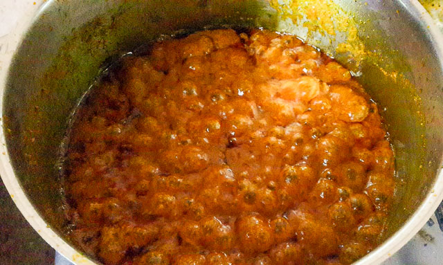 ogono frying for ogbono soup