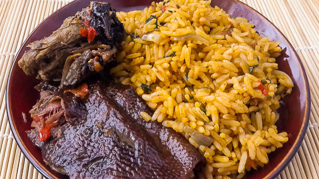 rich Nigerian palm oil jollof rice