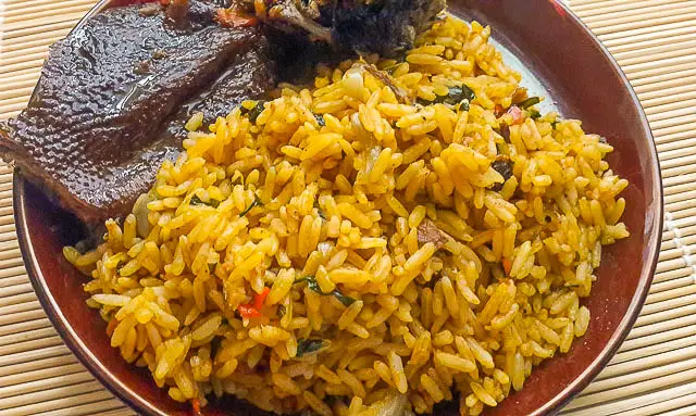 Rich Nigerian palm oil jollof rice
