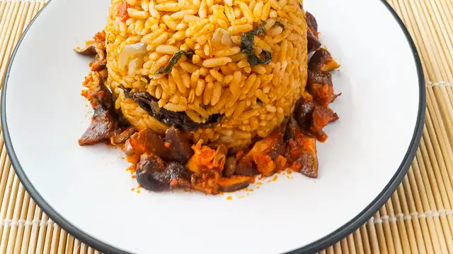 rich Nigerian palm oil jollof rice