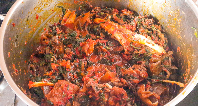 delicious pot of Efo riro (vegetable soup)