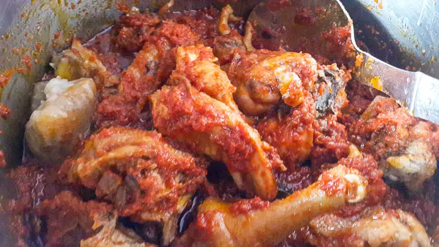 meat in Palm oil stew pot