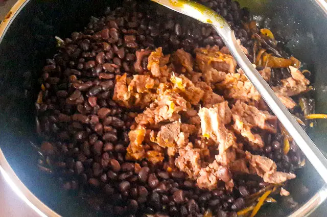 achicha mixed with black beans for achicha, dry cocoyam