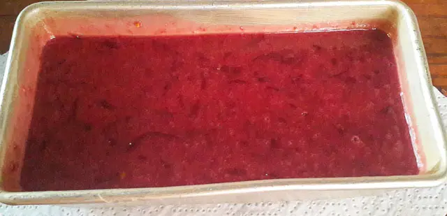 Healthy beetroot cake batter in loaf tin
