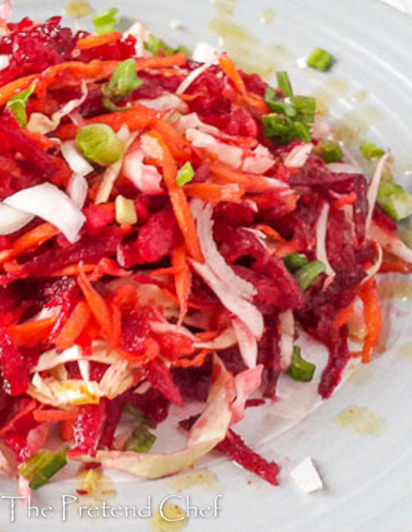 Pretty, sweet, crunchy, earthy, beetroot coleslaw---Health Food supercharged.