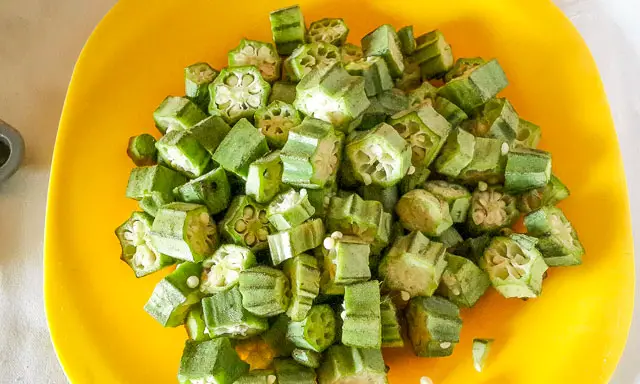 chopped okra ready for ofe ugbogoro