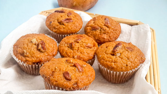 Soft and moist sweet potato muffins