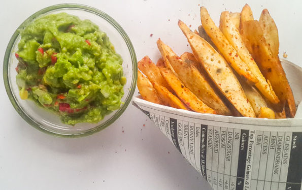 guacamole with sweet potato fries