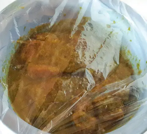 marinated goat meat for Jamaican goat curry