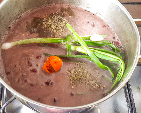 Jamaican rice and peas in a pot