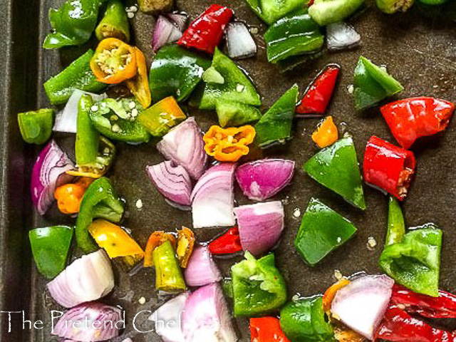 pepper mix in a baking pan