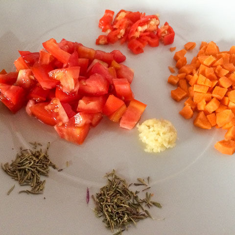 chopped ingredients for Beef liver sauce