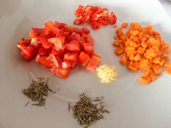 chopped ingredients for Beef liver sauce