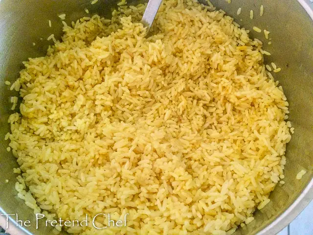 rice cooked in spiced meat stock for Nigerian stir fried rice-1