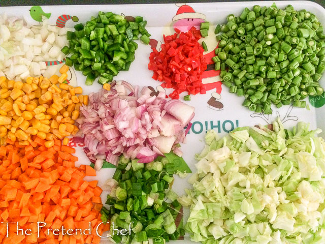 chopped vegetables for Nigerian stir fried rice-1