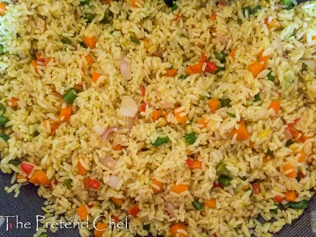 Rice mixed with vegetables for Nigerian stir fried rice-1