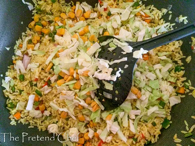 Rice mixed with vegetables for Nigerian stir fried rice-1