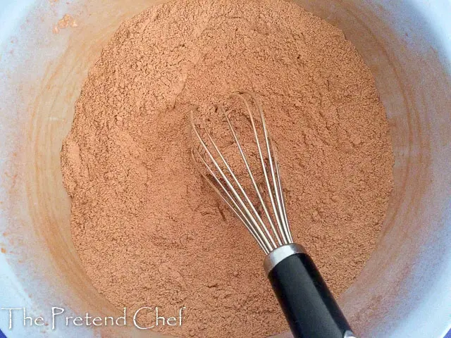dry ingredients mixed for chocolate cake