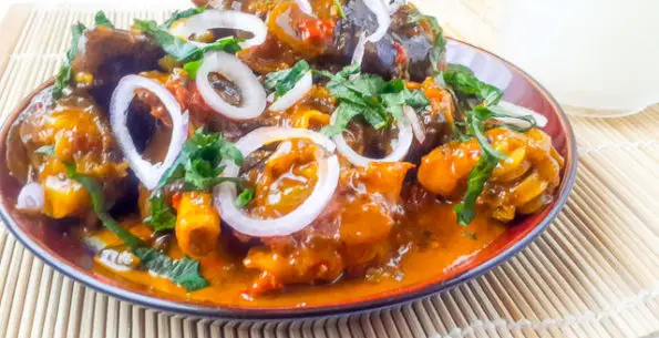 nigerian homework, goat trotters in spicy sauce, nkwobi