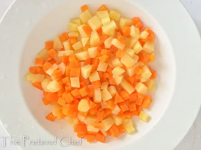 boiled cubed carrot and potato Nigerian vegetable salad