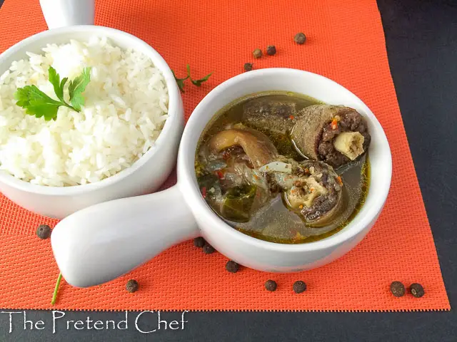 oxtail in a bowl , nigerian oxtail pepper soup