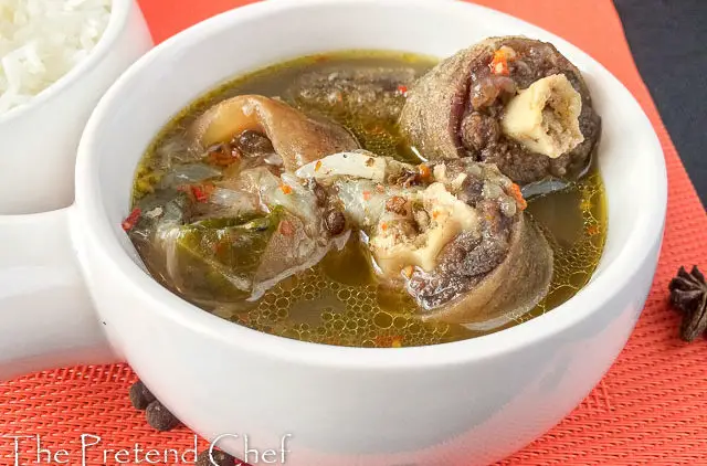 oxtail pepper soup in a bowl, nigerian oxtail pepper soup