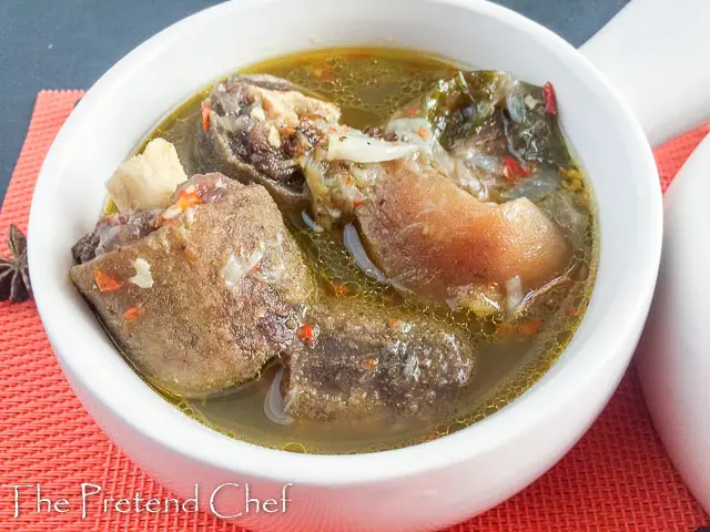 oxtail in a bowl , nigerian oxtail pepper soup