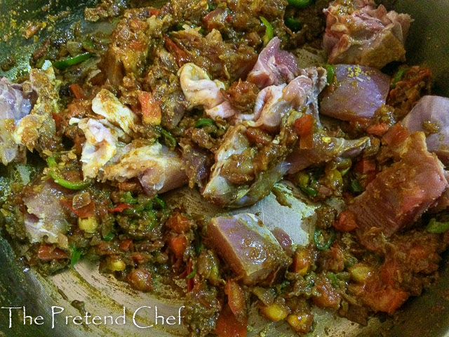 chicken and curry frying for simple coconut curry sauce 