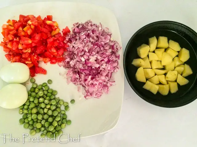 vegetables prepped for simple coconut curry sauce