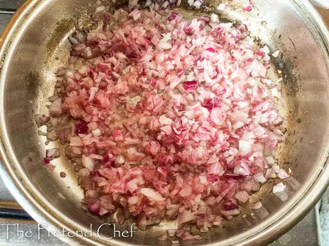 onions in sauce pan for simple coconut curry sauce