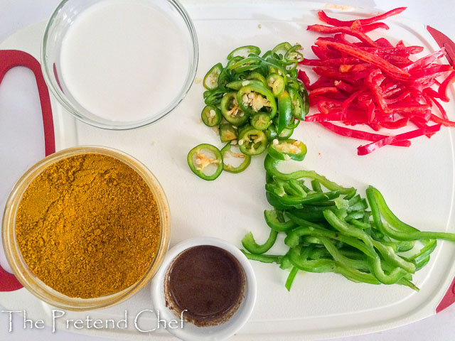 vegetables and spices prepped for simple coconut curry sauce