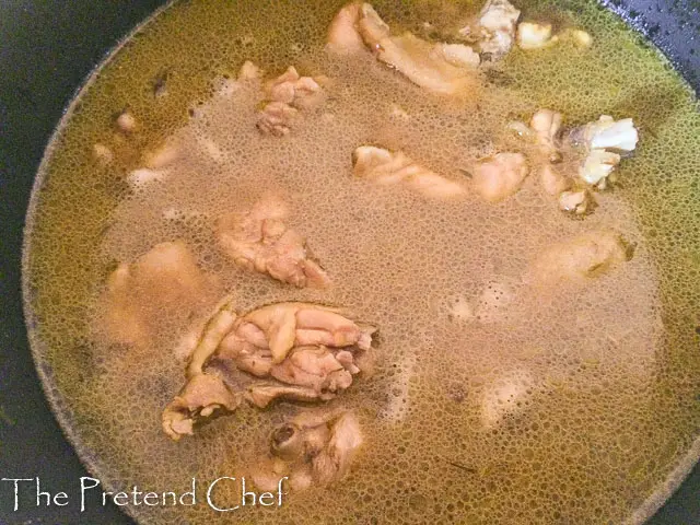 boiled chicken in stock for Easy Nigerian vegetable sauce