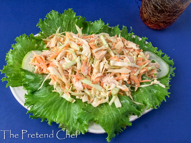 indulgent and healthy chicken salad with candied carrot coins