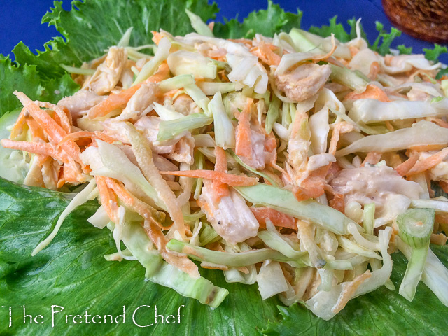 indulgent and healthy chicken salad with candied carrot coins