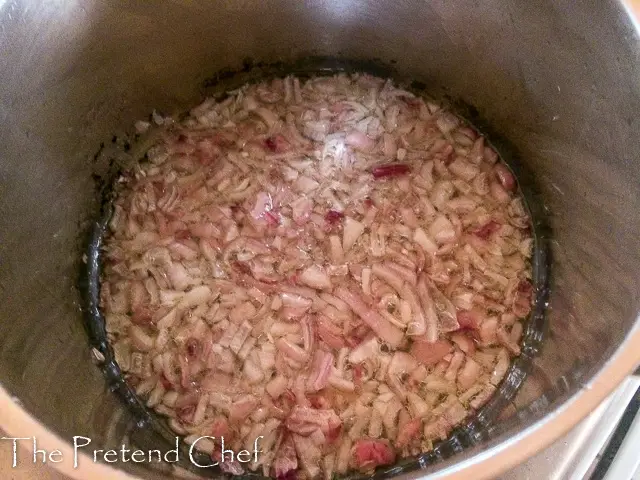 onions frying for fresh tomato sauce