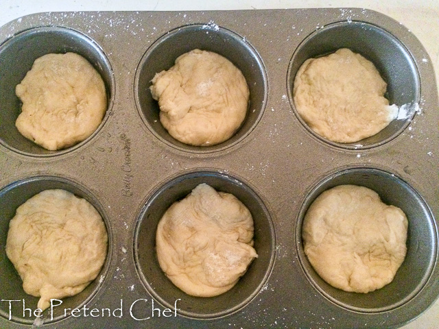 homemade pizza dough in muffin cups