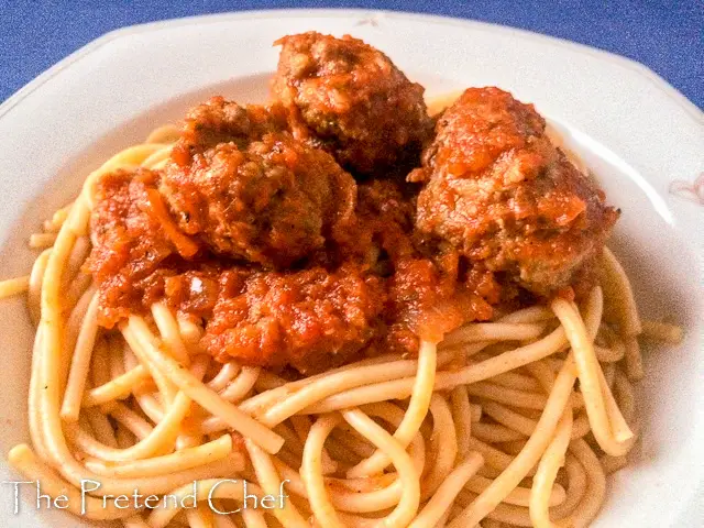 spaghetti meatballs tomato sauce