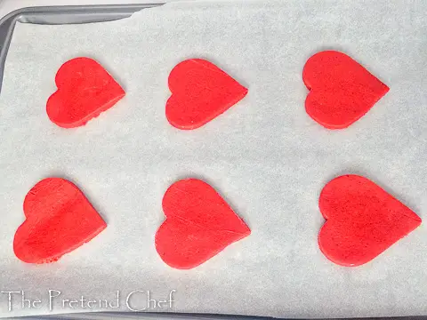 Heart shaped and ready to be baked valentine sugar cookies