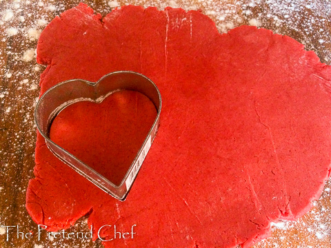 batter rolled ready for cutting valentine sugar cookies