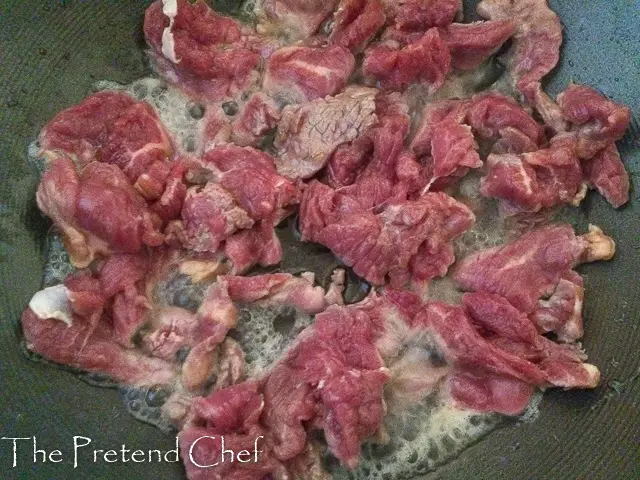 Stir fry meat for vegetable coconut rice