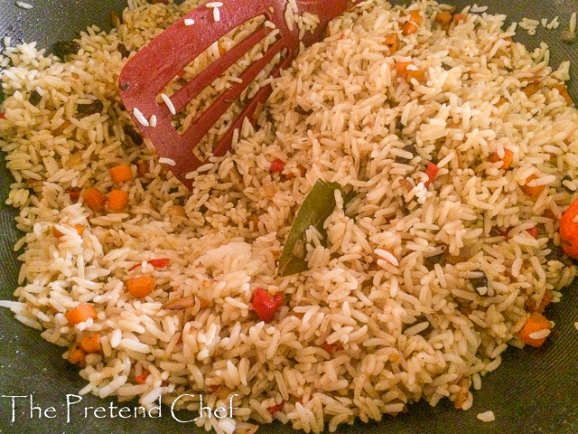 rice frying for Stir fry meat for vegetable coconut rice